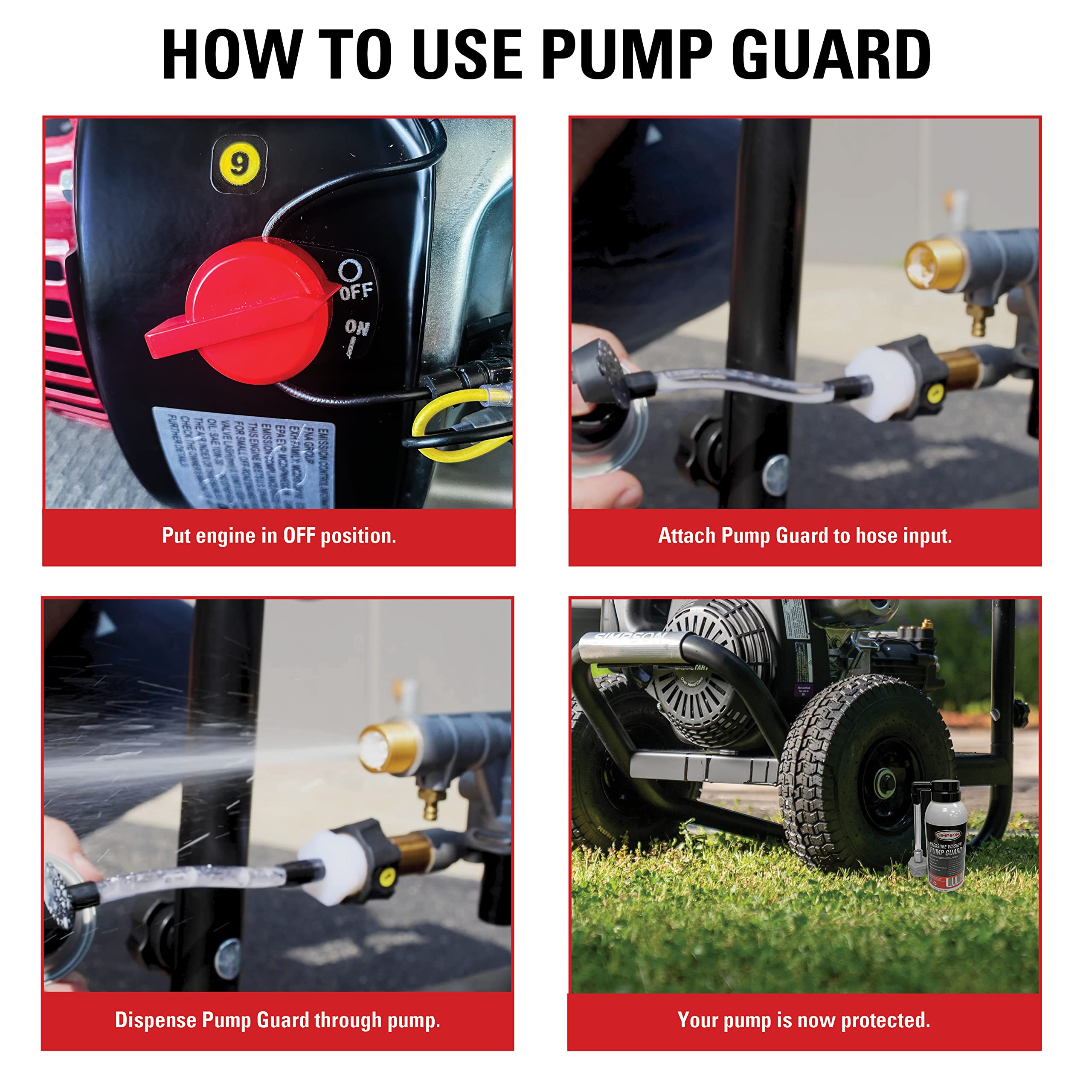 SIMPSON Pressure Washer Pump Guard side view showing nozzle