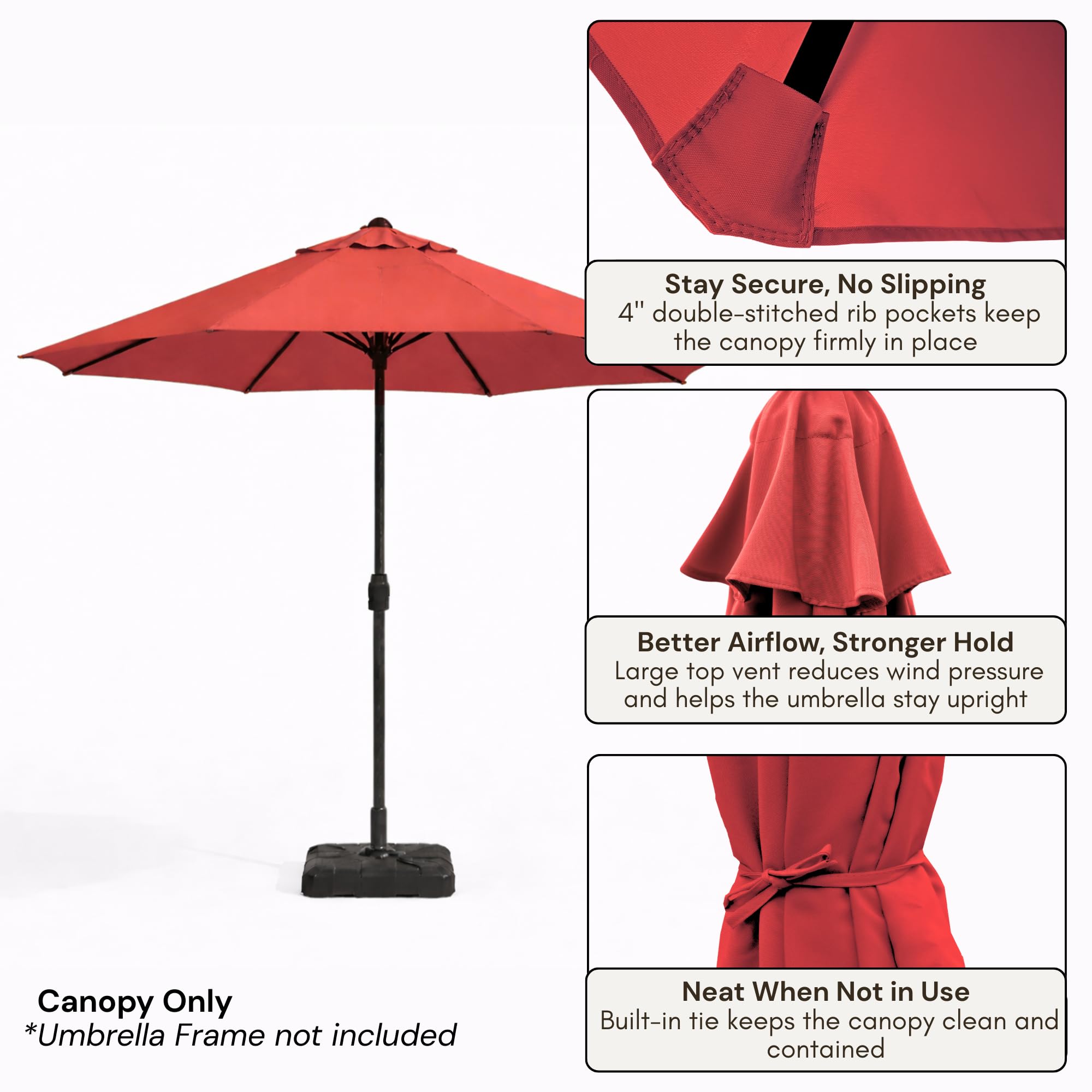 Single air vent design of Formosa umbrella canopy