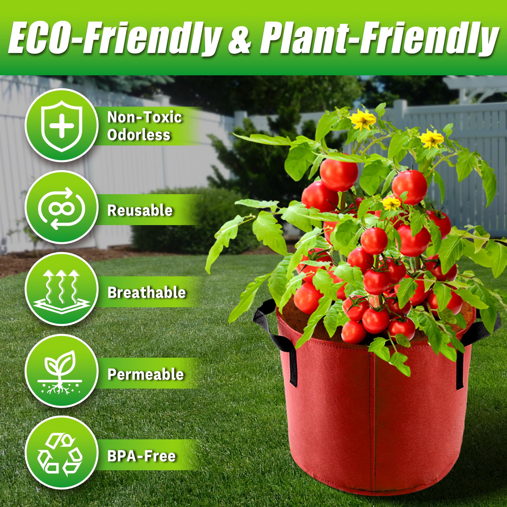 Sinimaka 10 Gallon Grow Bags with robust handles