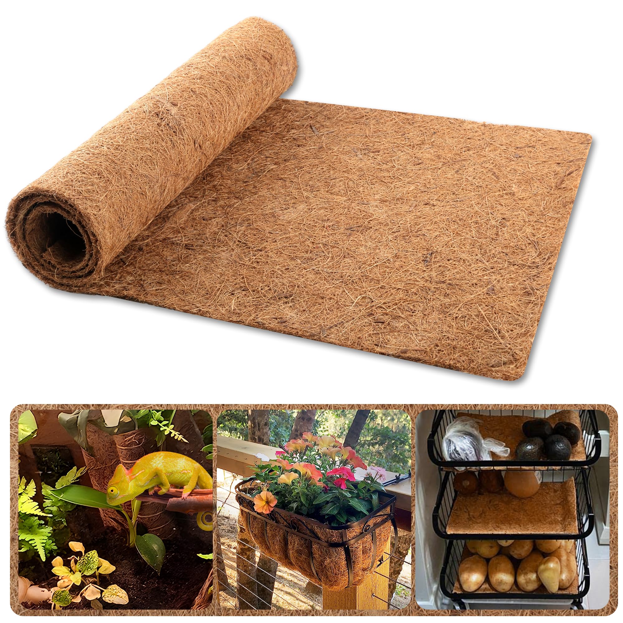 Sinimaka Coco Liner Roll 16x40 inch natural brown fiber sheet