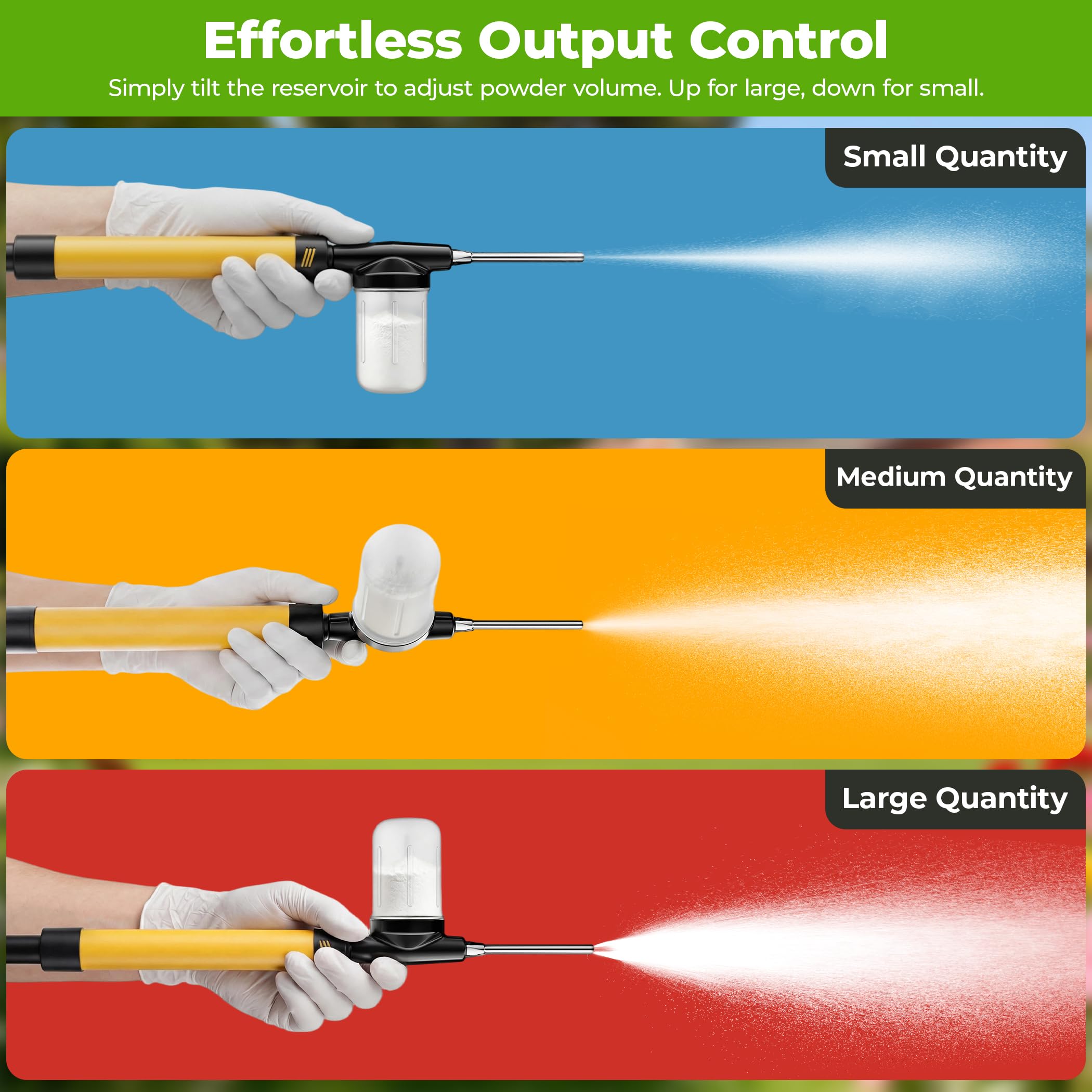 Sinoome powder duster showing adjustable flow settings