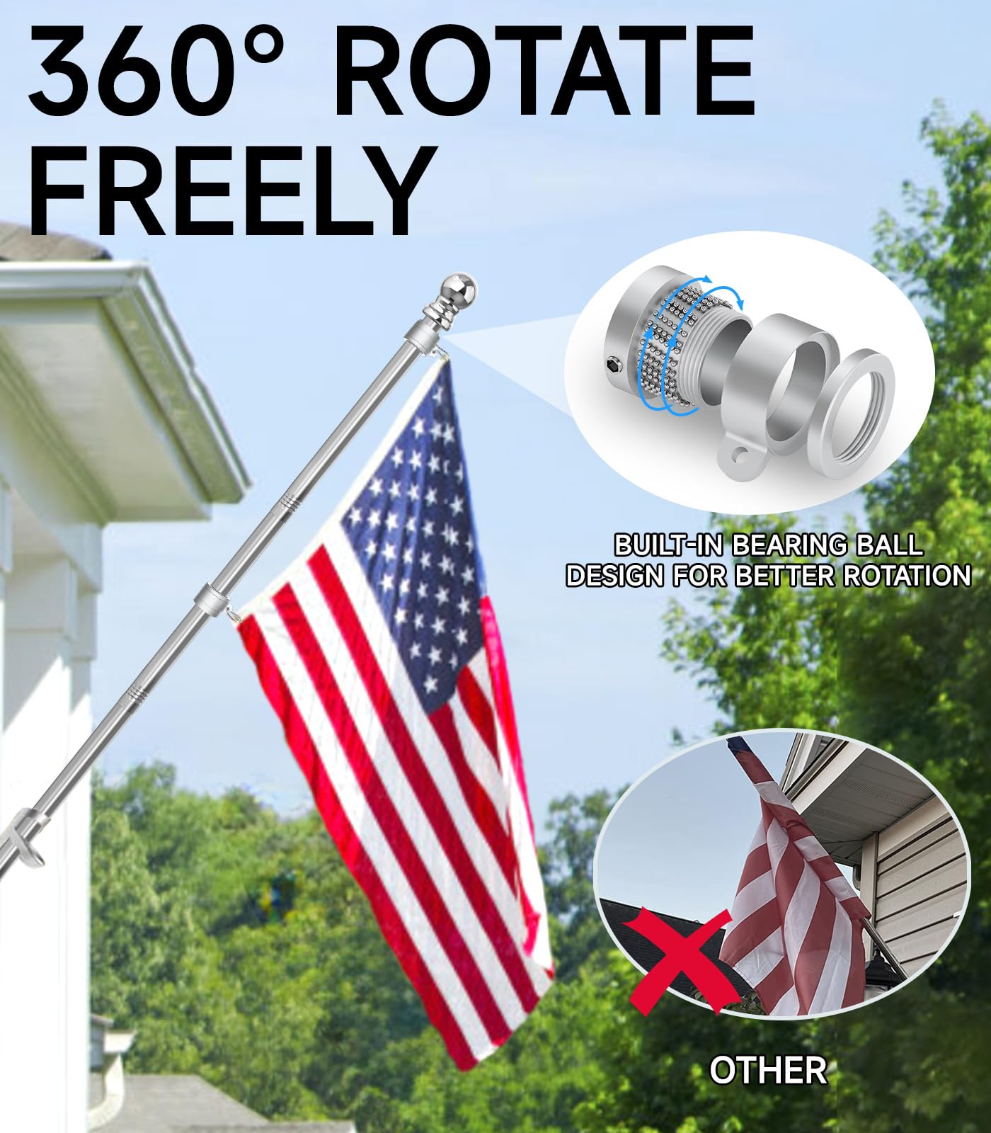 Sinyoeer flag pole with seasonal flag display