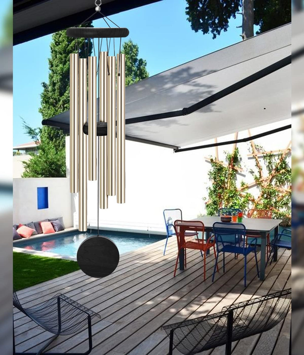 SIONMYTF Memorial Wind Chimes displayed on a porch