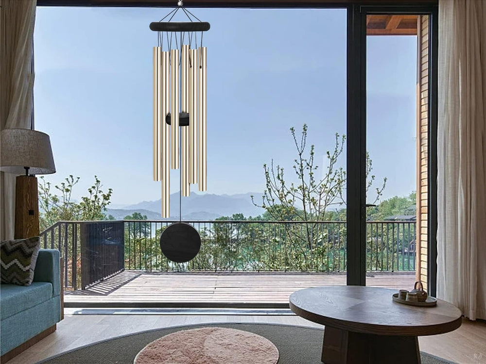 SIONMYTF wind chimes in elegant bronze colour against green background