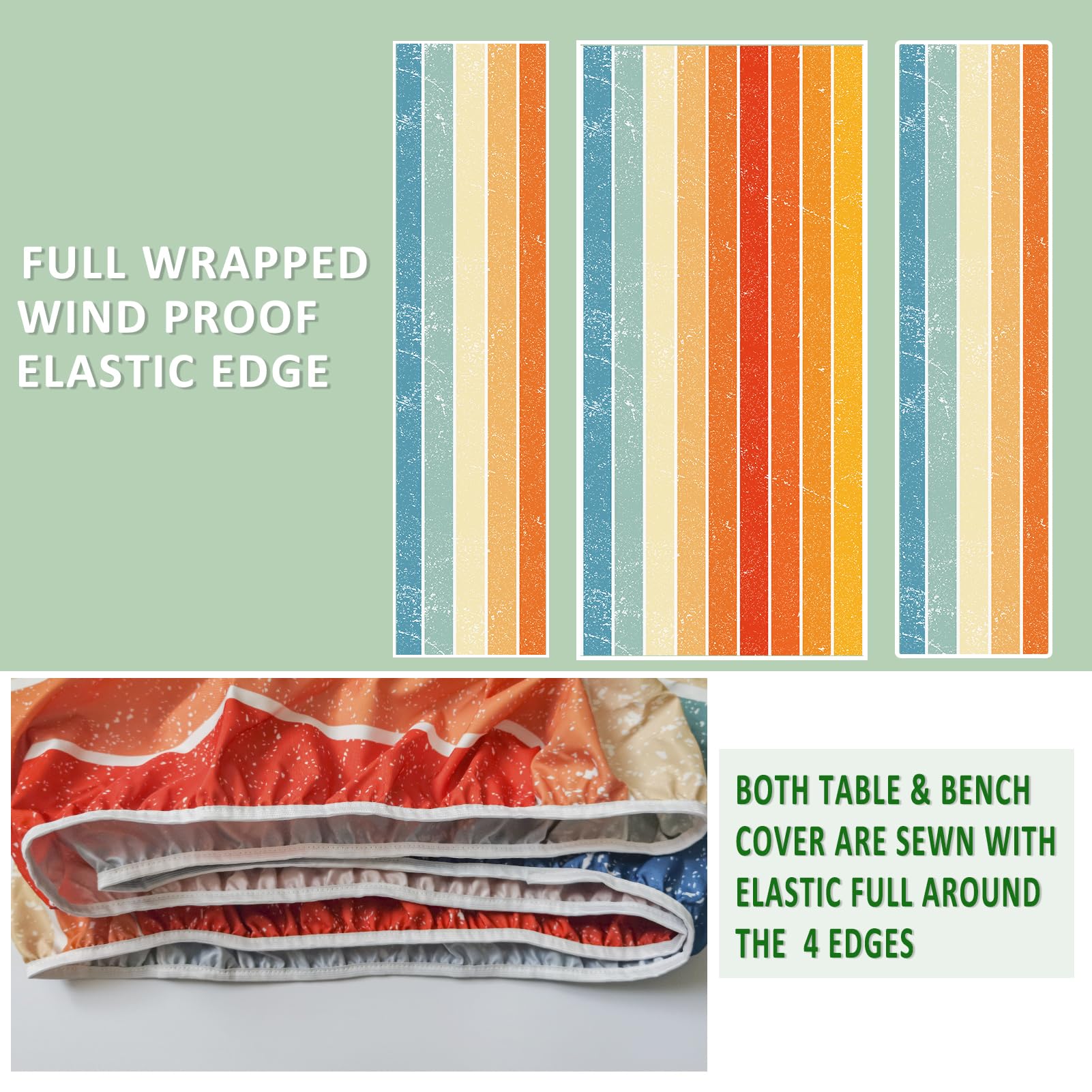 SiorVeol picnic table cover showcasing elastic edge design for secure fit