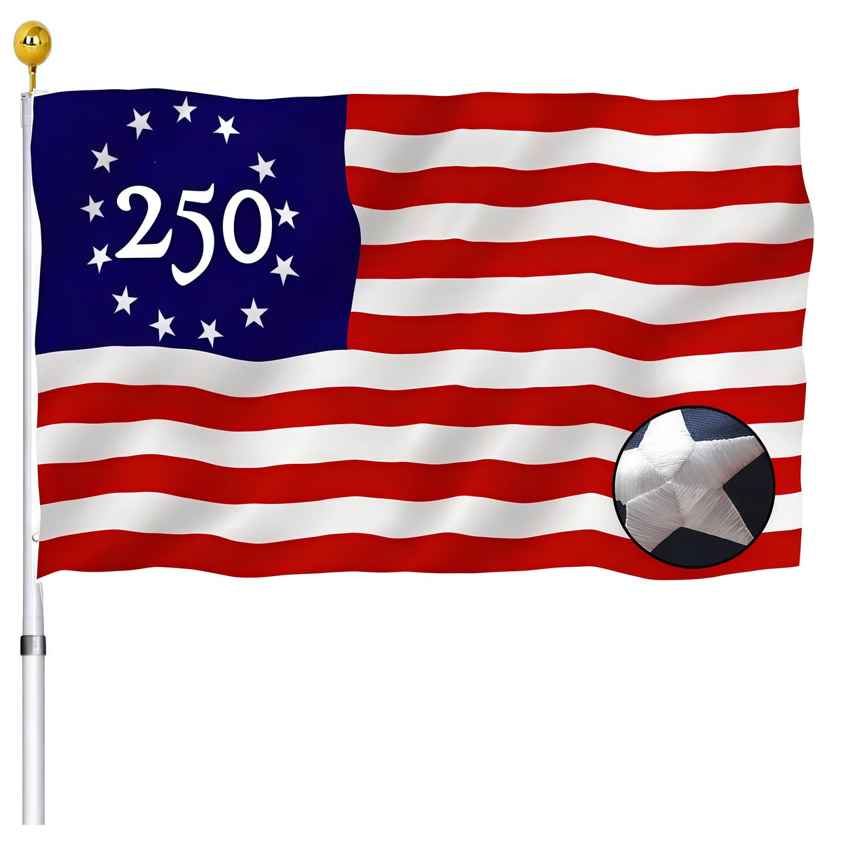 Sirrail Betsy Ross Anniversary USA Flag 3x5ft front view
