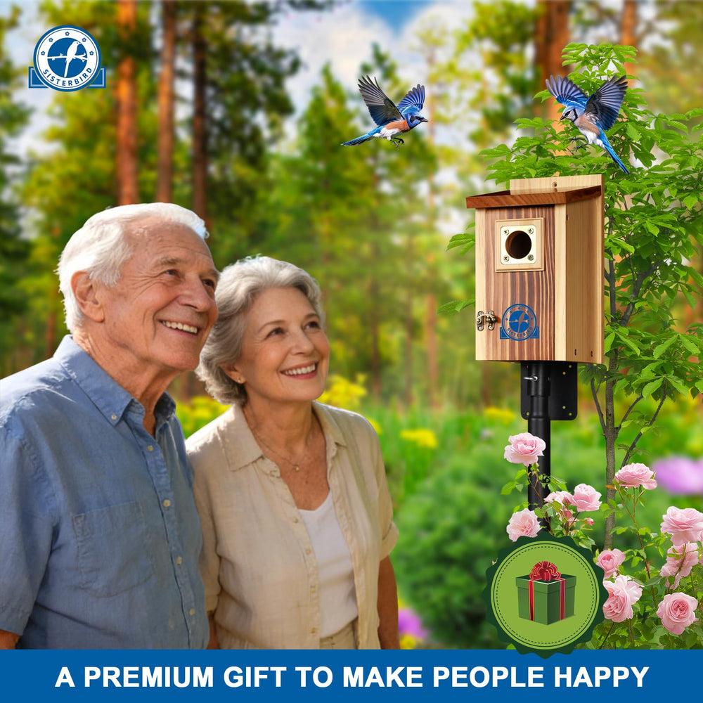 SISTERBIRD 2 Pack Bluebird House in garden setting