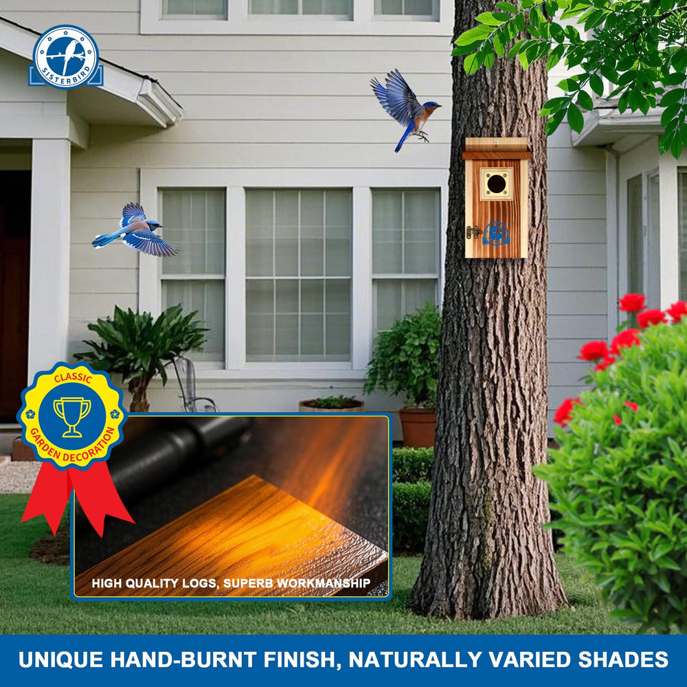 SISTERBIRD bluebird house close-up of light toast color