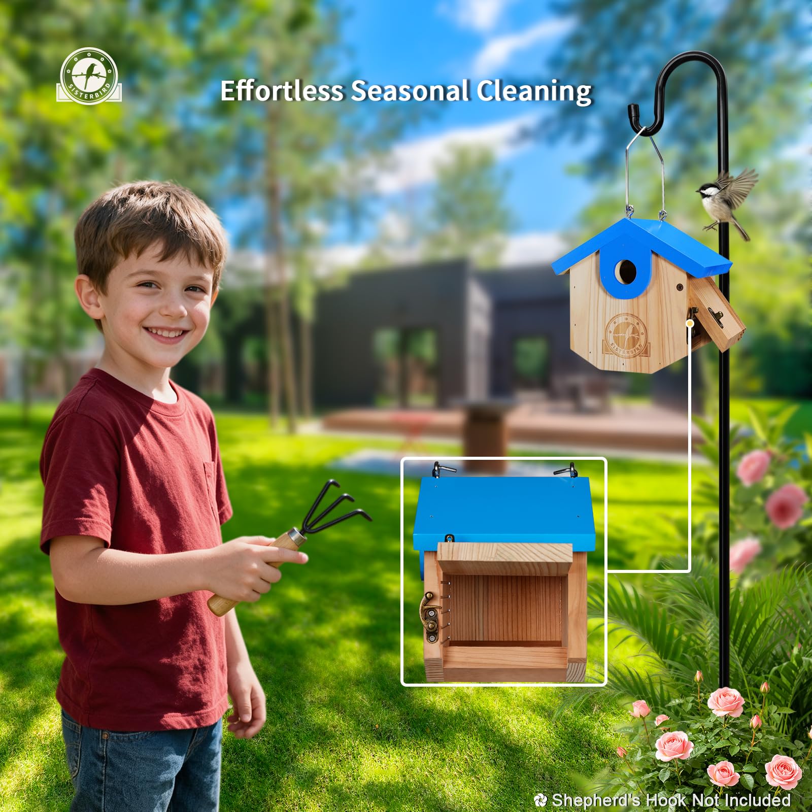 SISTERBIRD Wren Bird House with hanging hook