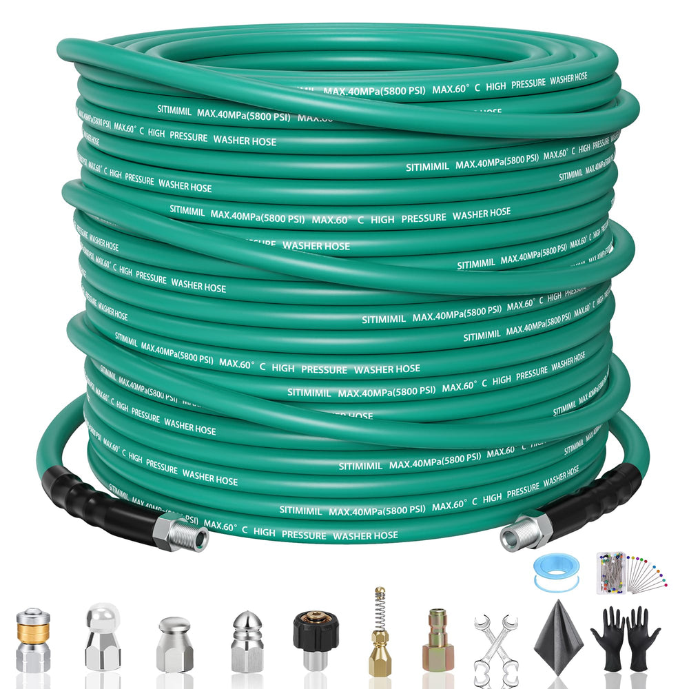 SITIMIMIL 100FT Sewer Jetter Kit complete set with nozzles and hose