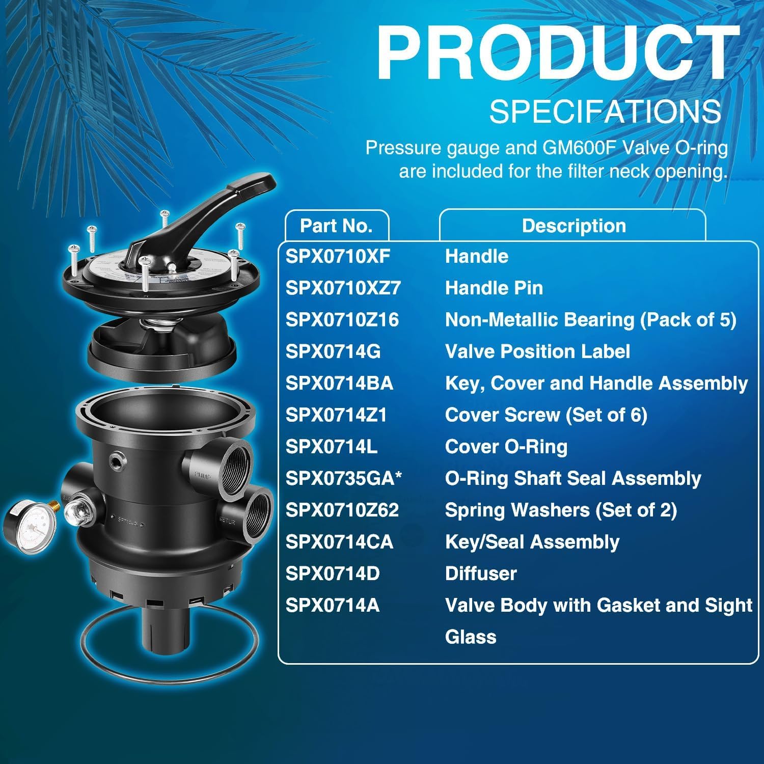 sixcow SP0714T valve package including O-Ring and pressure gauge