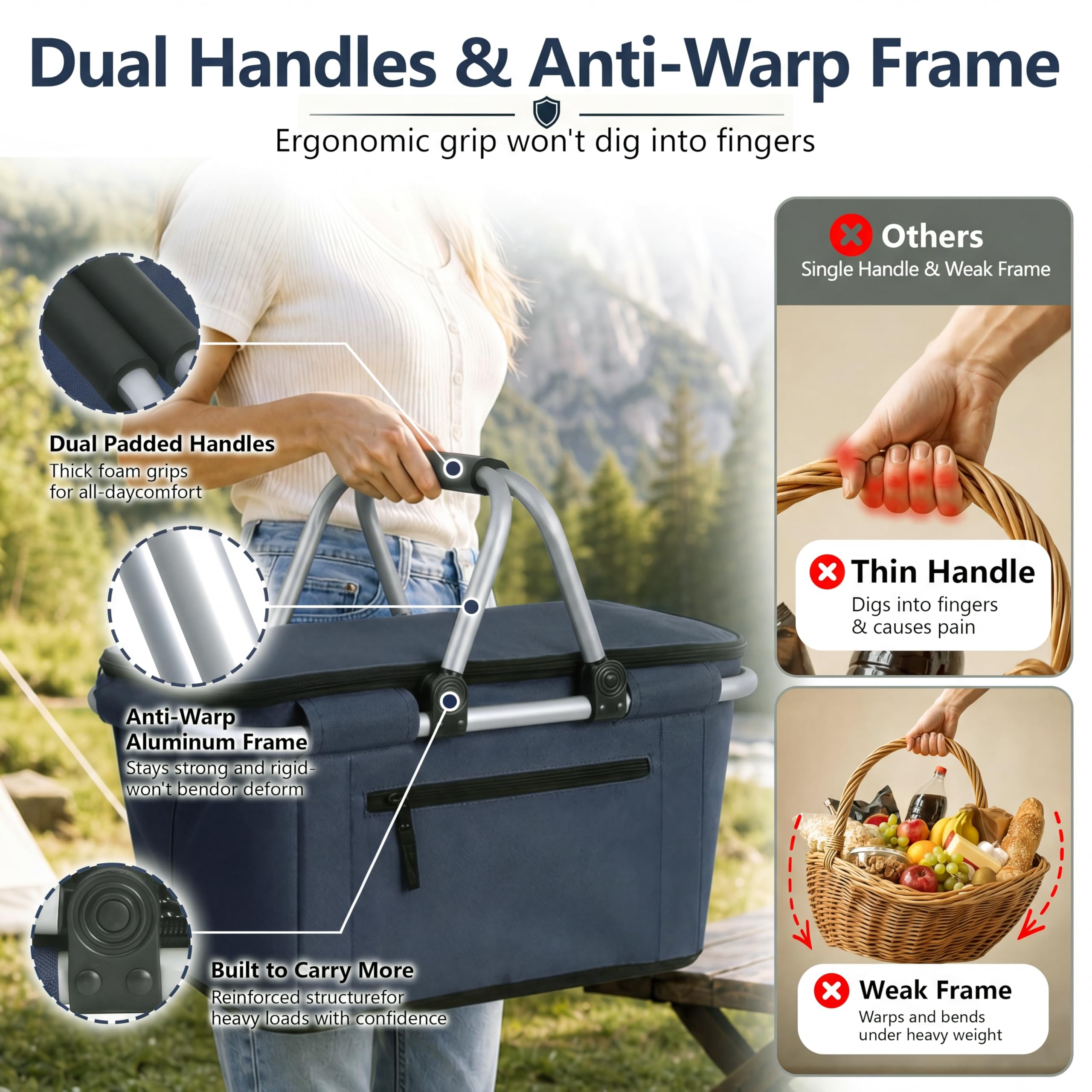 SIYUAN Collapsible Picnic Basket in outdoor setting