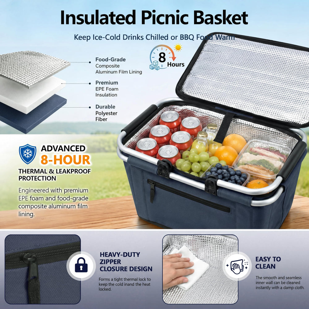 SIYUAN Picnic Basket filled with picnic essentials