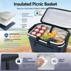 SIYUAN Picnic Basket filled with picnic essentials