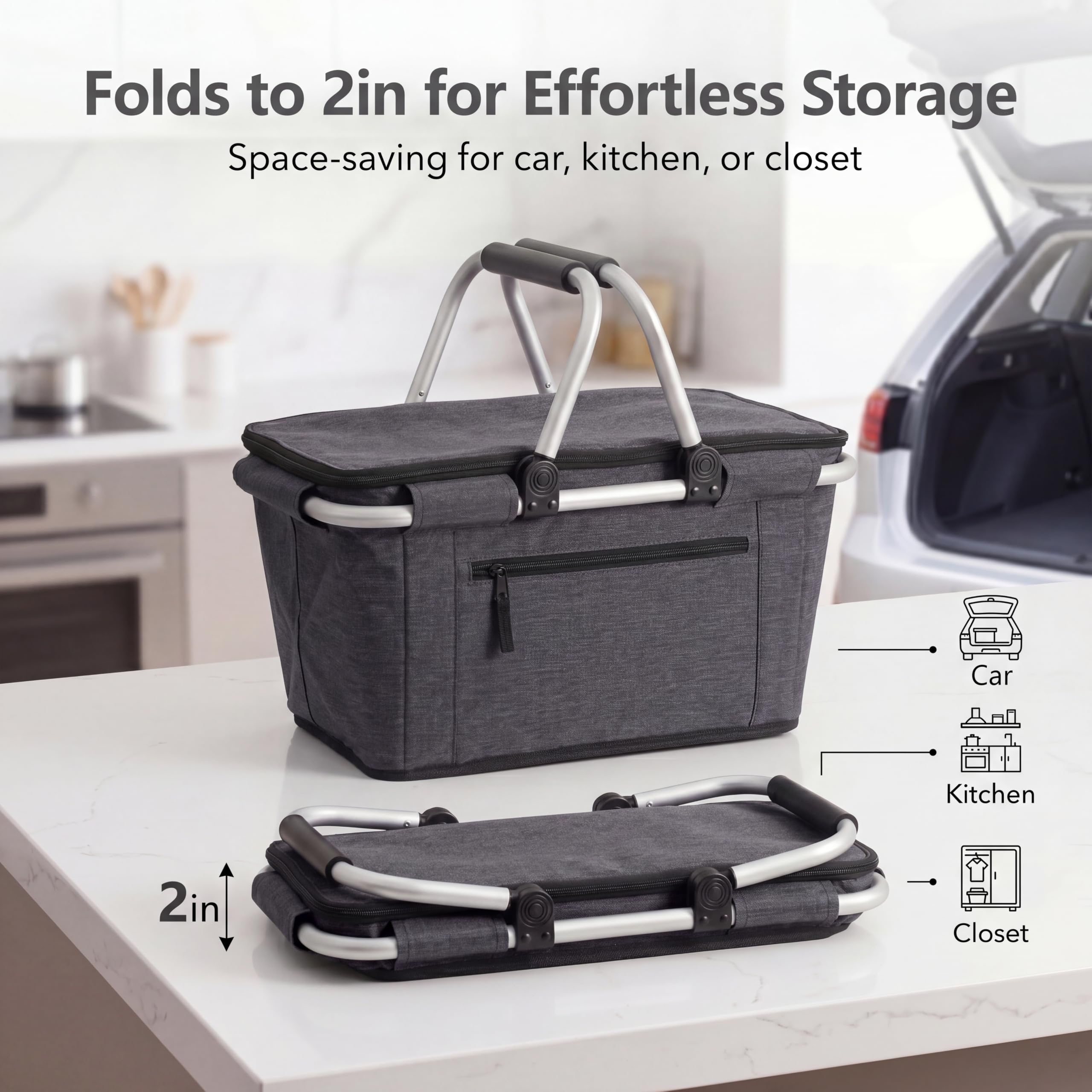SIYUAN Picnic Basket with insulated interior and zipper