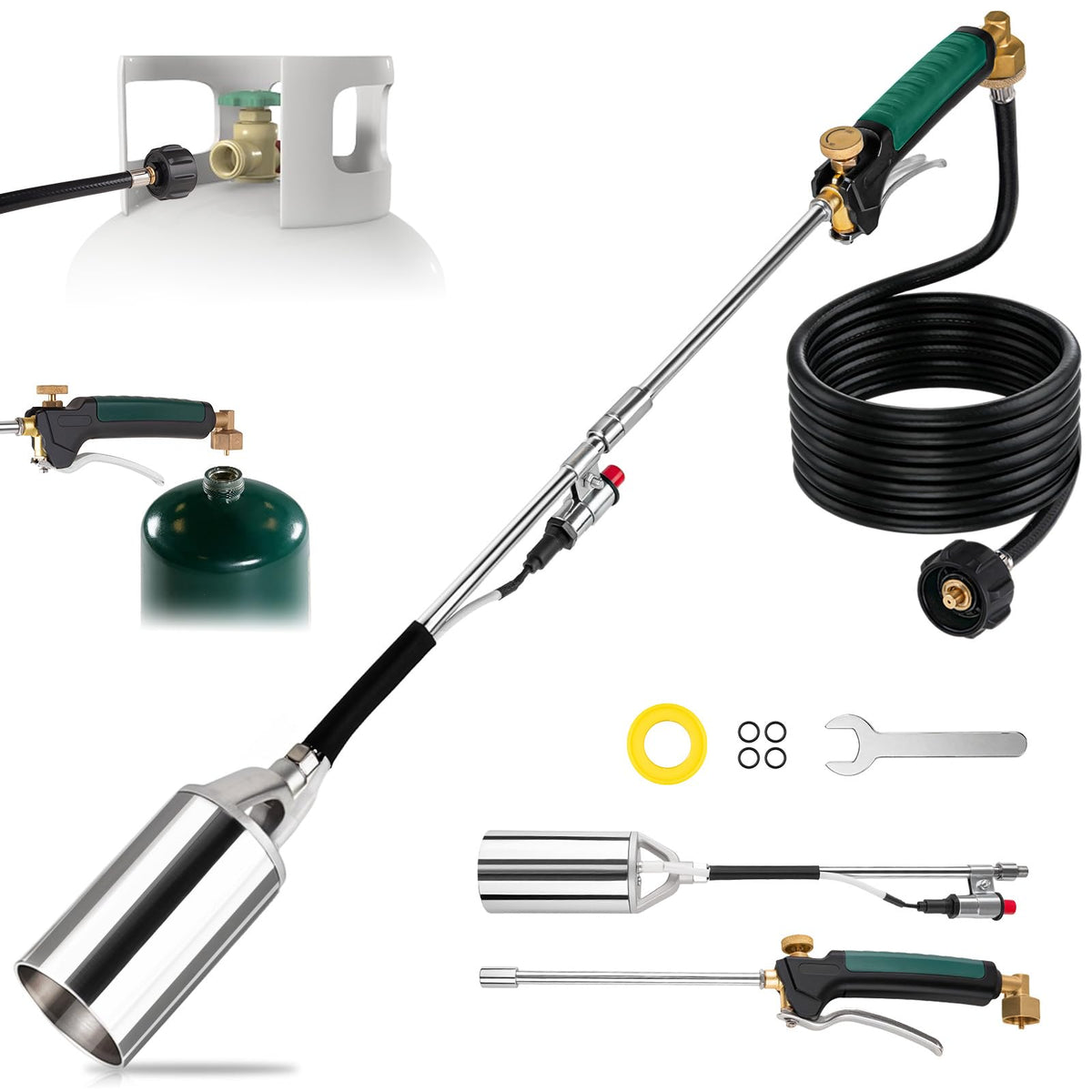 Siziviki Propane Torch Weed Burner front view with 10FT hose