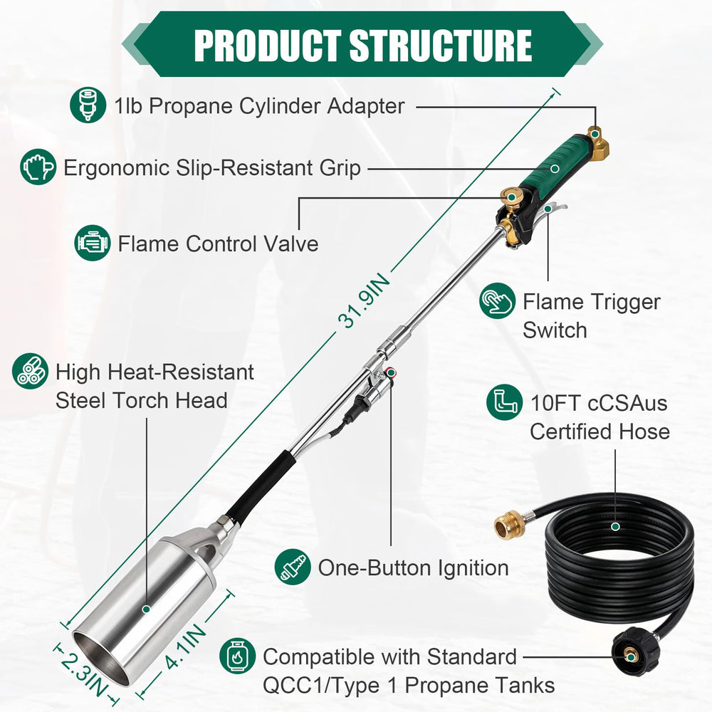 Siziviki Propane Torch with ergonomic handle and ignition button