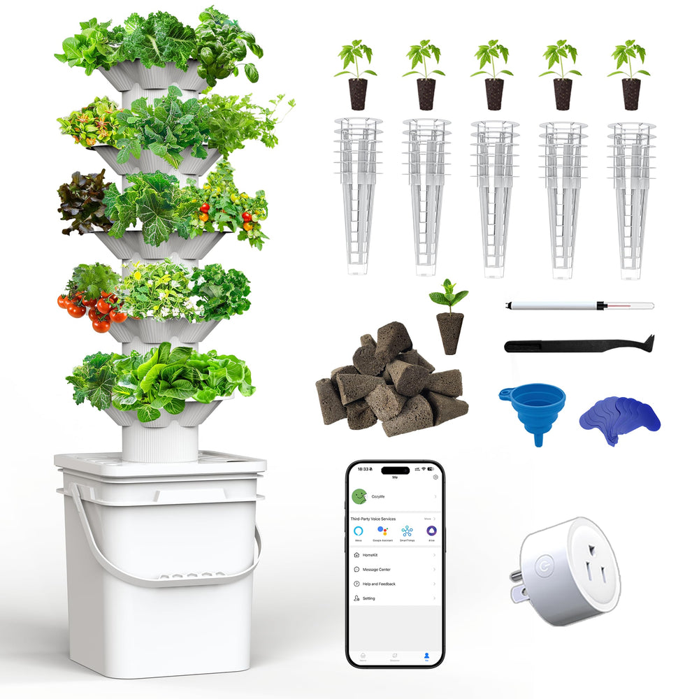sjzxuv Hydroponics Growing System Kit with 5 layers and 30 pods
