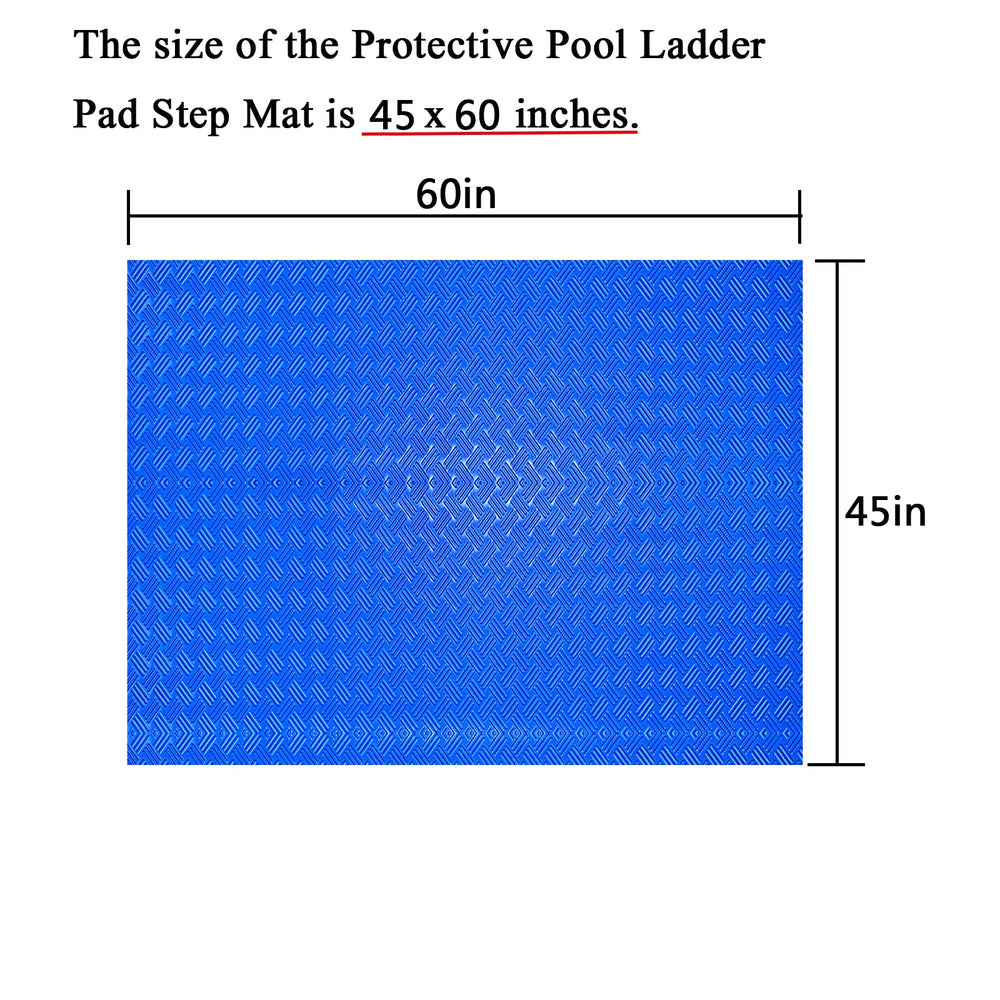 SKARUMMER Pool Ladder Mat, Blue, close-up of non-slip texture