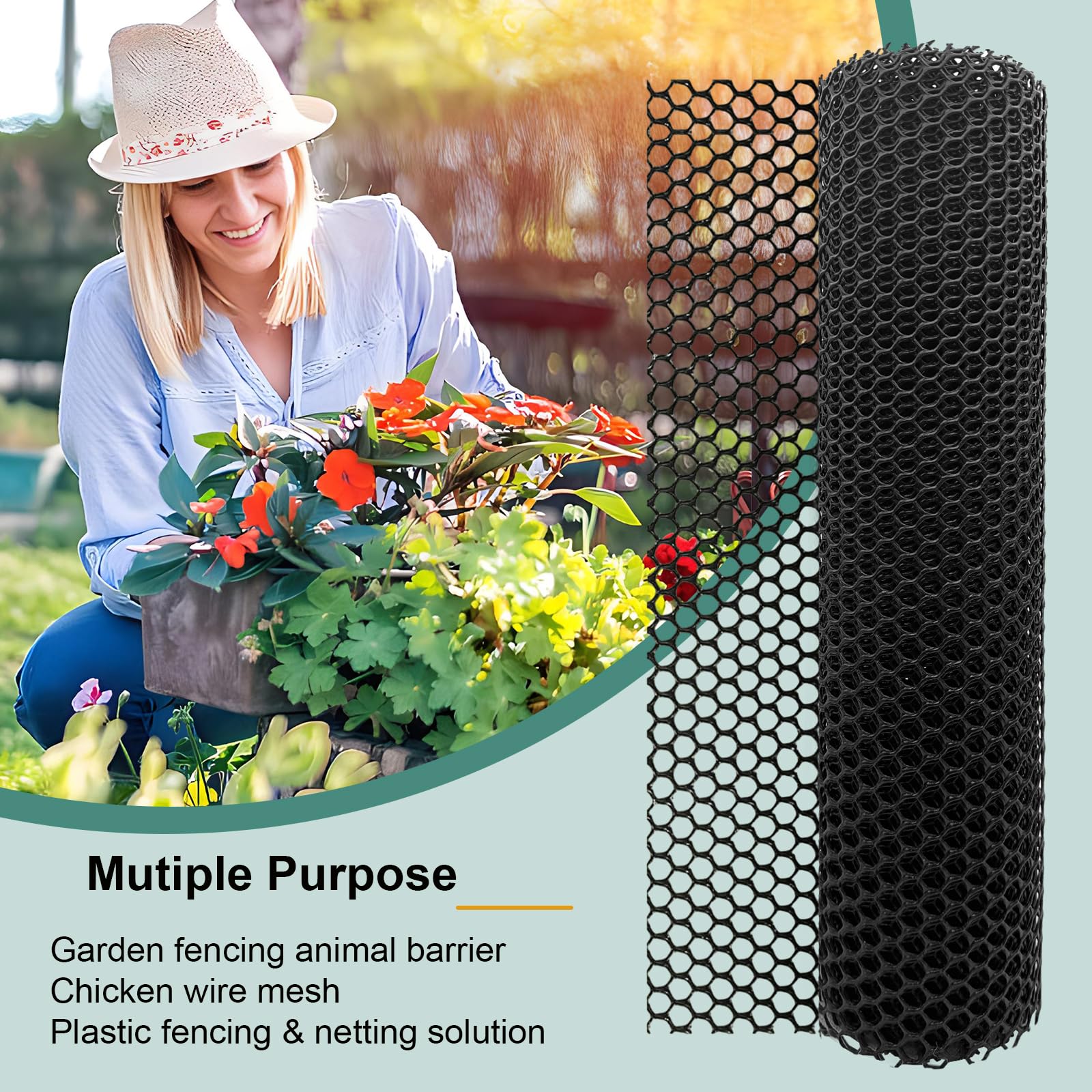 SKWIRRLE Chicken Plastic Wire Fencing Mesh installed in a garden