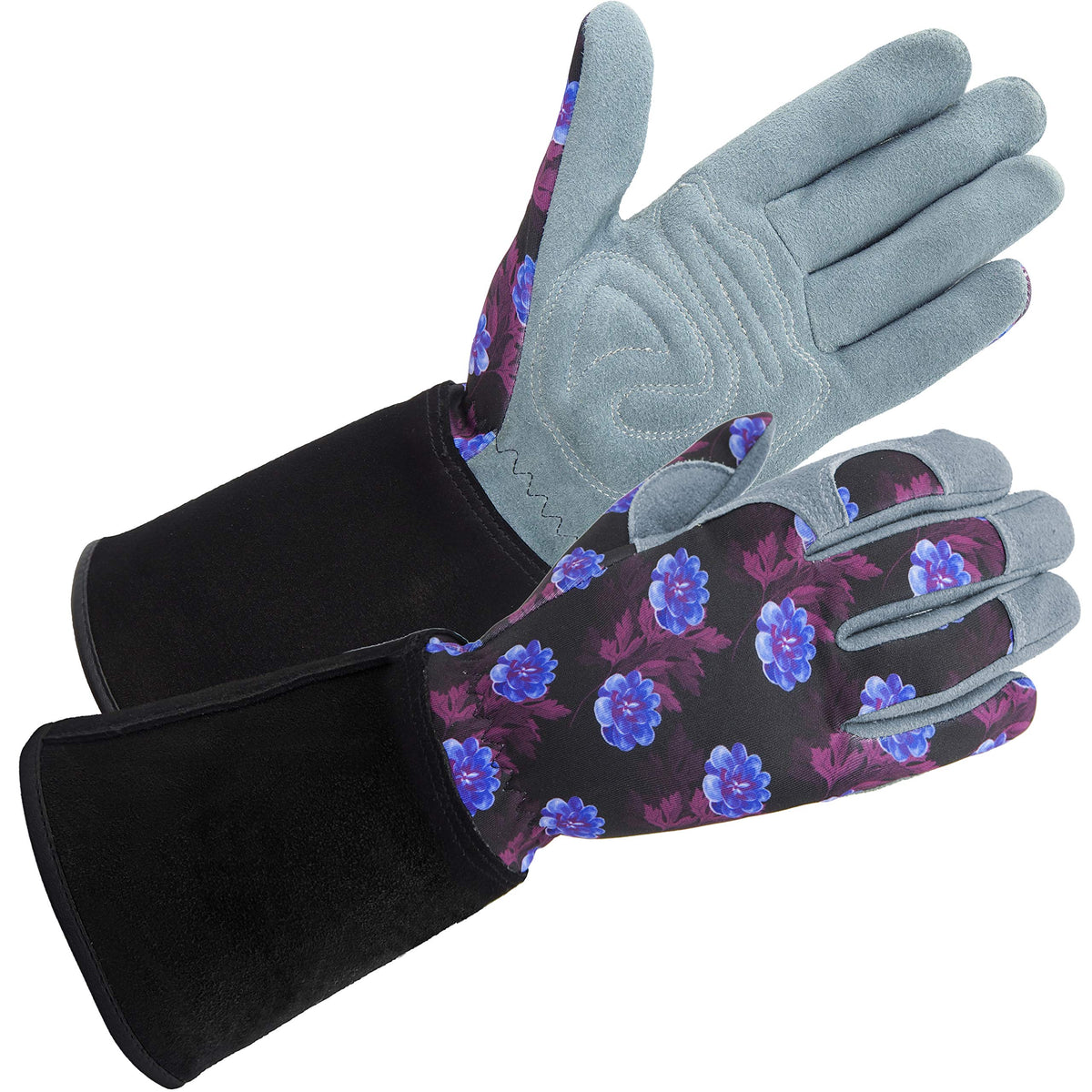 SKYDEER Women's Gardening Gloves front view in purple deerskin suede