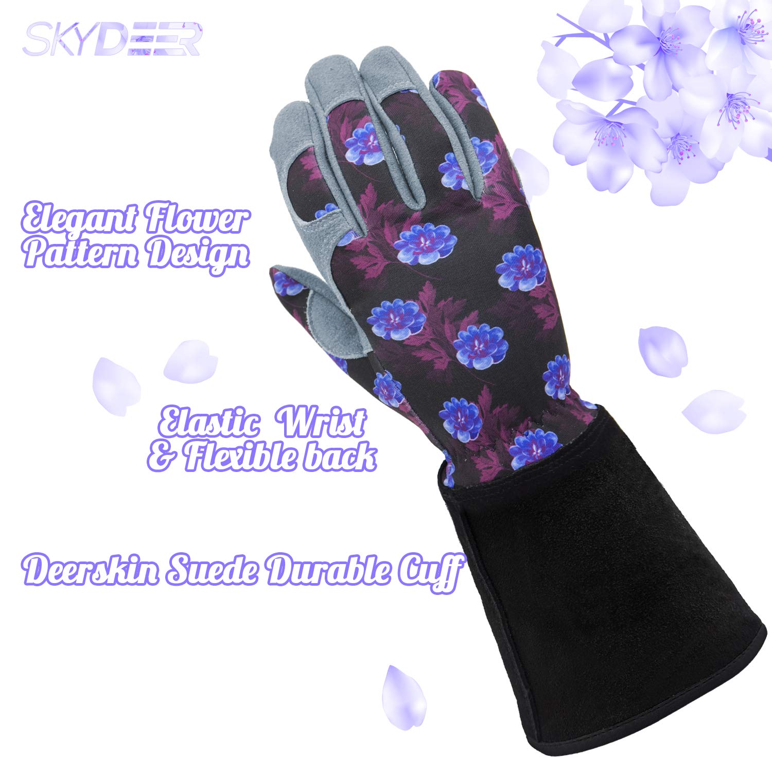 SKYDEER Women's Gardening Gloves with double foam padded palm patch