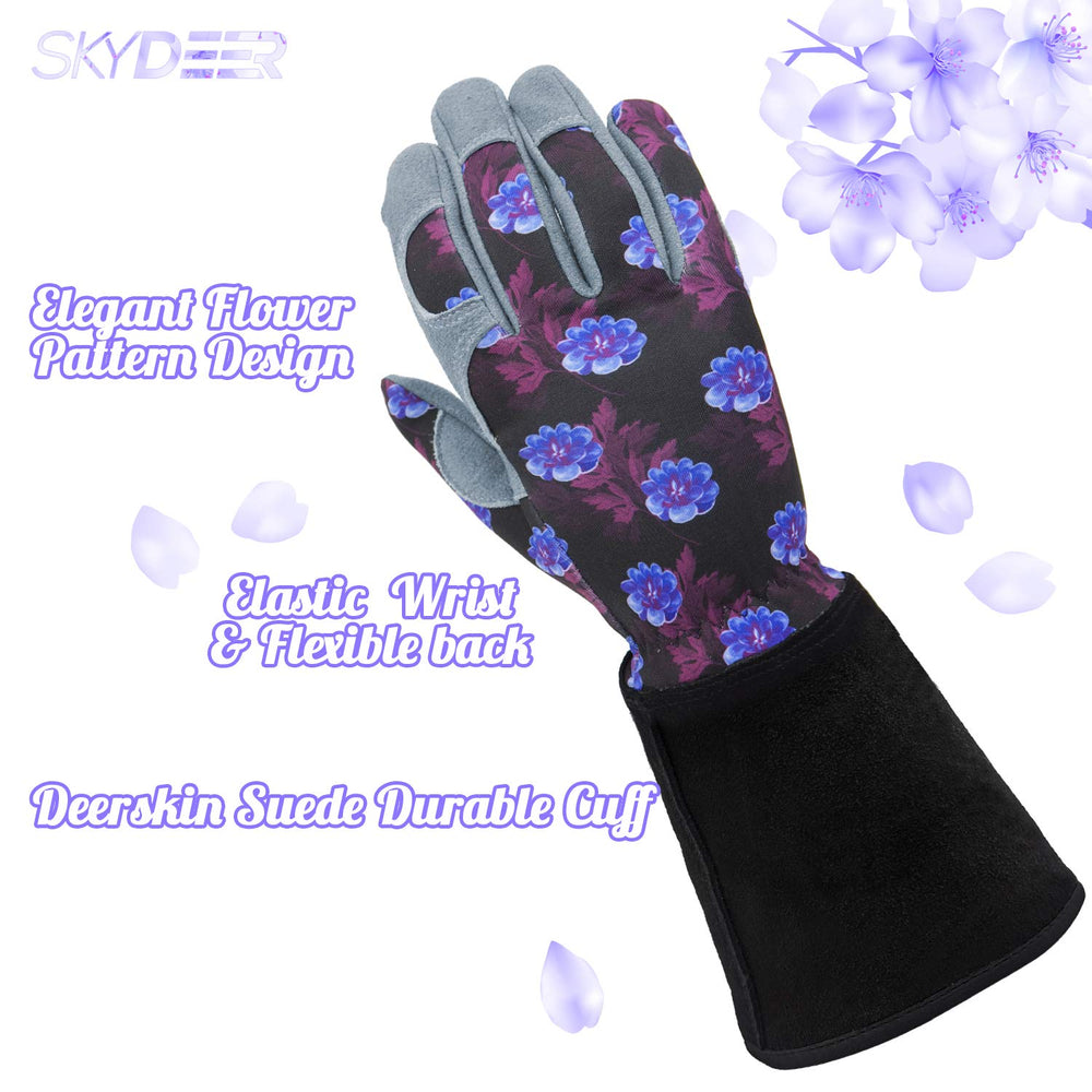 SKYDEER Women's Gardening Gloves with double foam padded palm patch