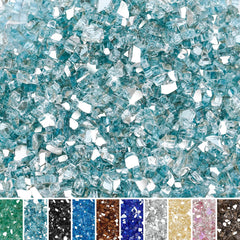 Skyflame 10-pound aqua blue fire glass rocks front view