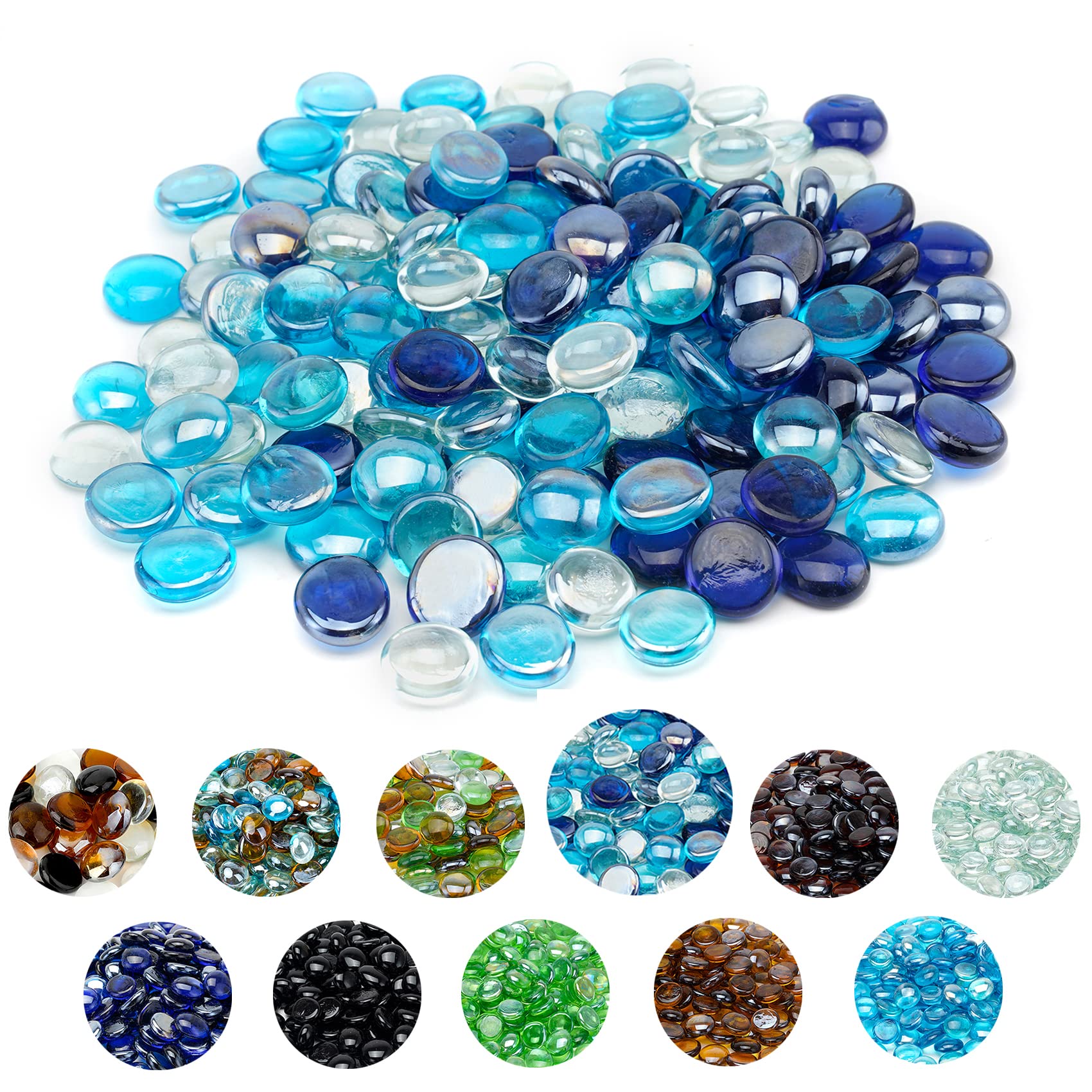 Skyflame 10-pound blended fire glass beads in cobalt blue and crystal ice