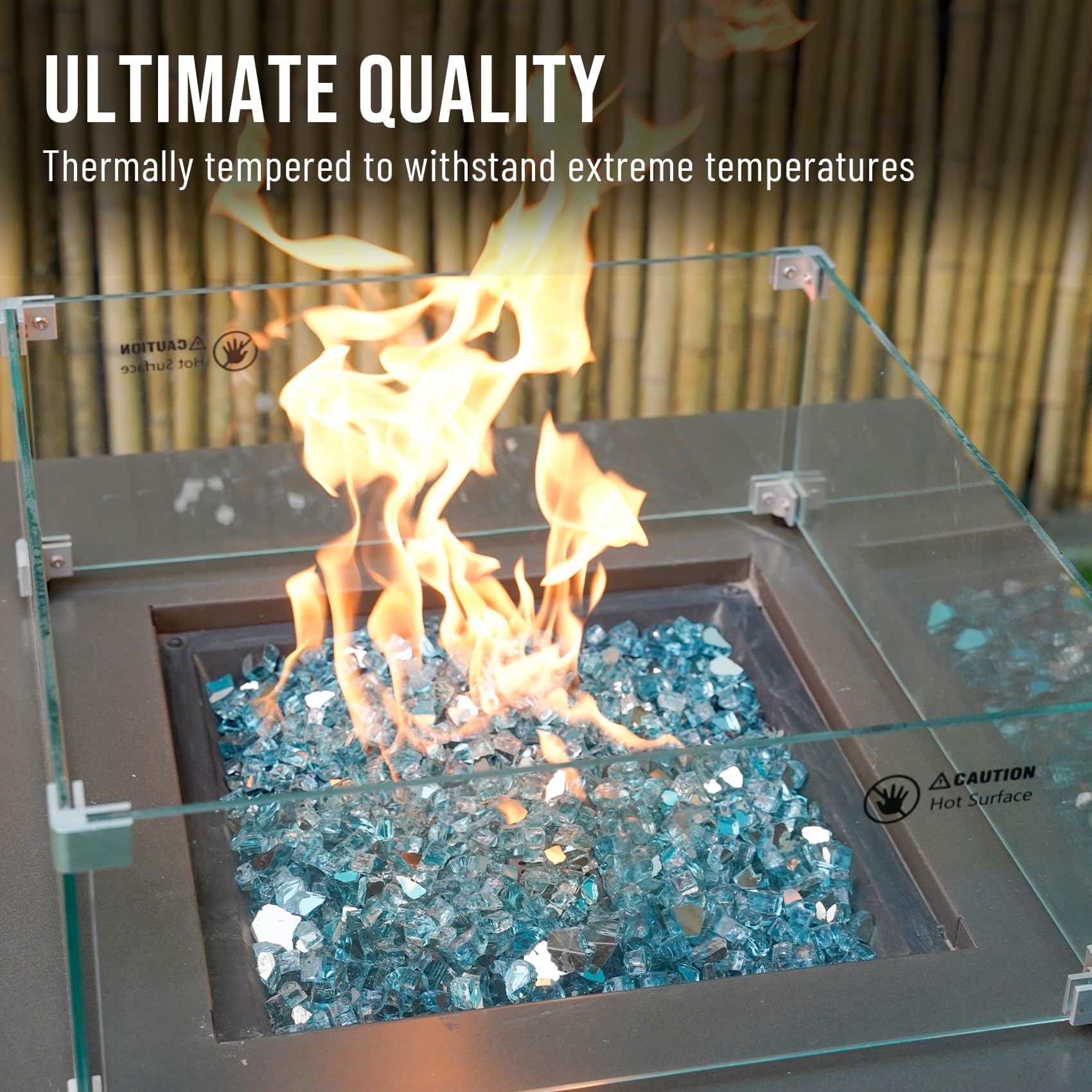 Skyflame Aqua Blue Fire Glass sparkling in flames