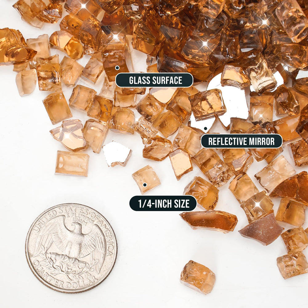 Skyflame Copper Reflective Fire Glass in a fire pit