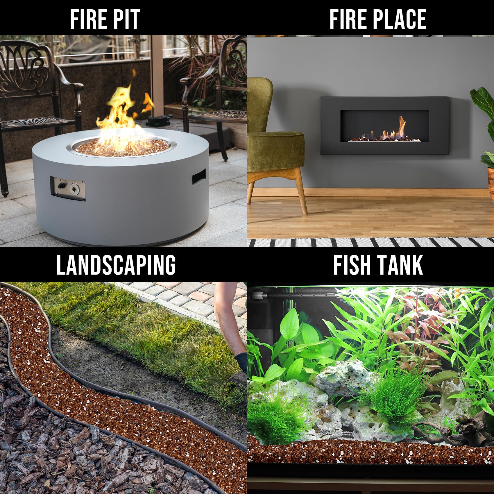 Skyflame Copper Reflective Fire Glass shiny appearance