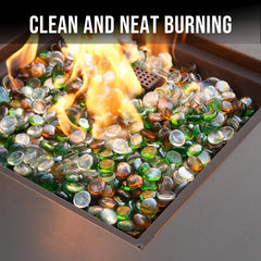 Skyflame fire glass beads in a fire pit setup