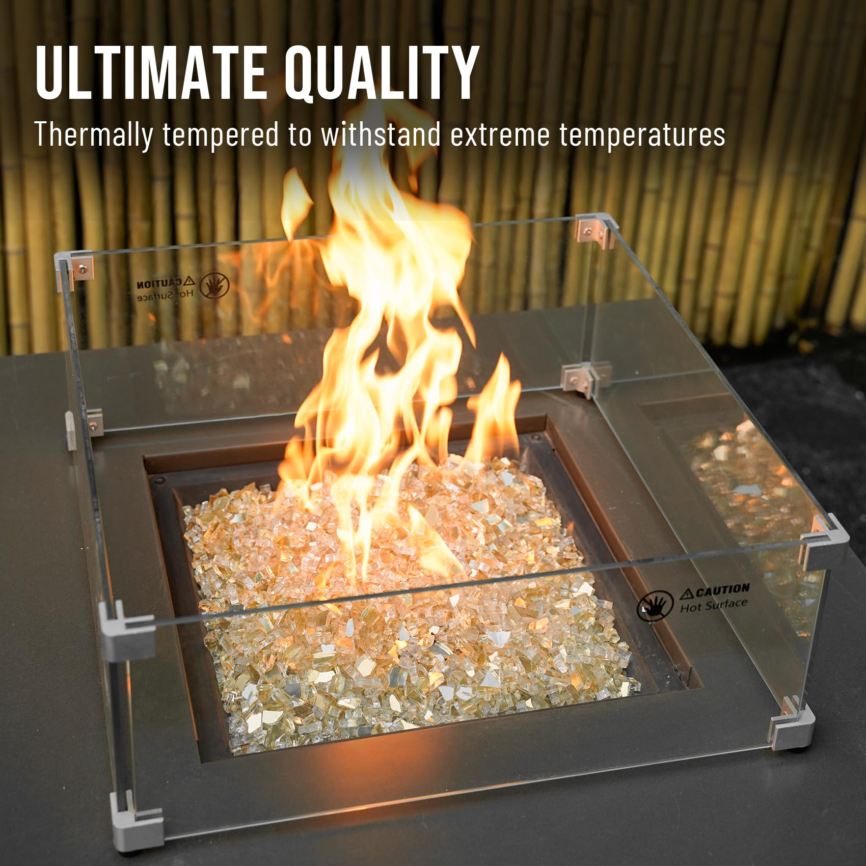 Skyflame Fire Glass displayed in a gas fire pit