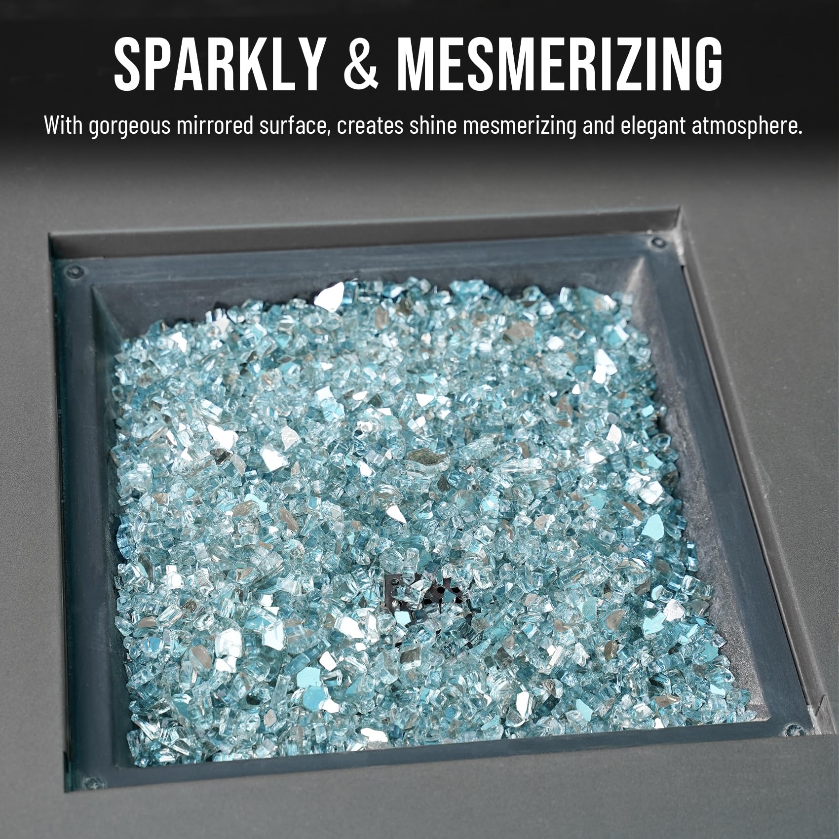 Skyflame fire glass with reflective backing