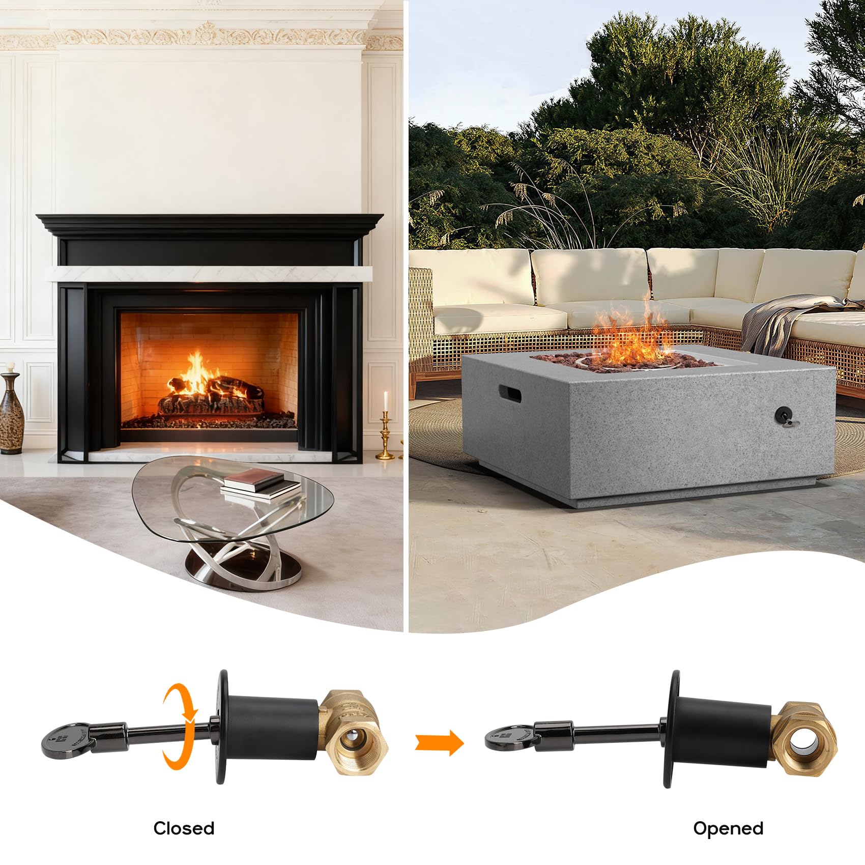 Skyflame Gas Key Valve in use at an outdoor fire pit