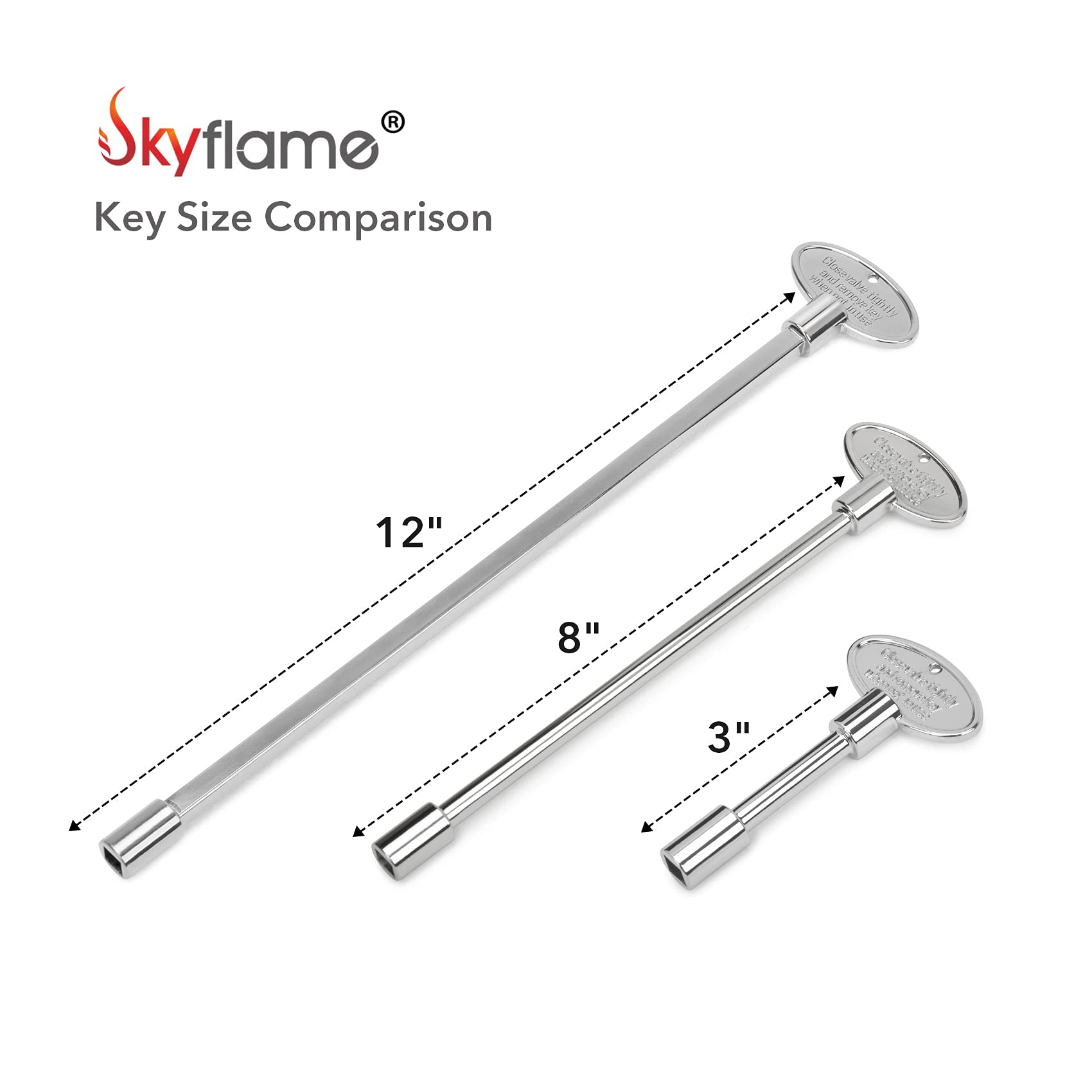Skyflame gas valve key designed for 1/4 inch and 5/16 inch gas valves