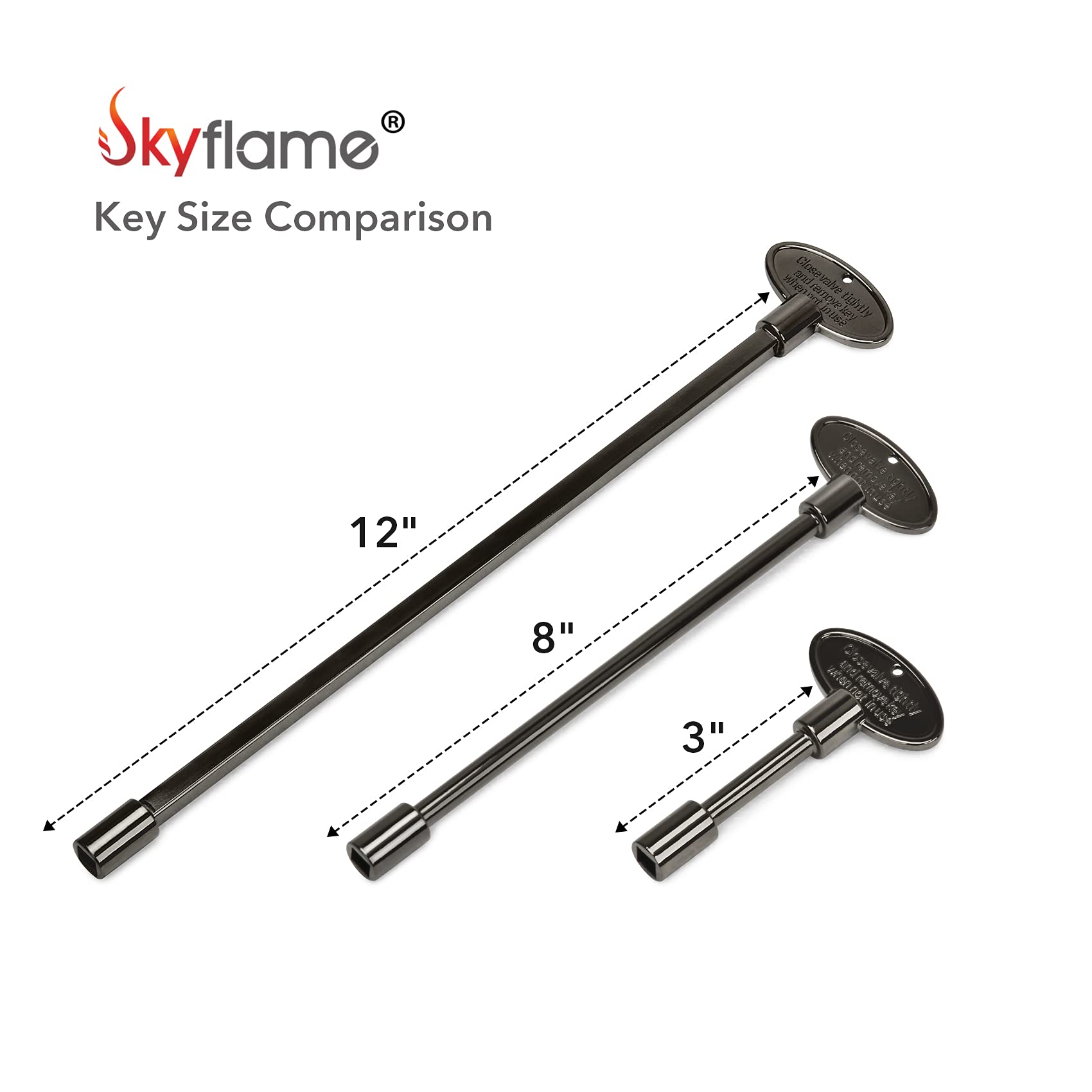 Skyflame gas valve key flat black with zinc finish