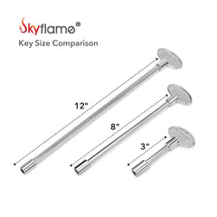 Skyflame gas valve key held in hand for scale