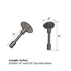 Skyflame gas valve key side view showing grip