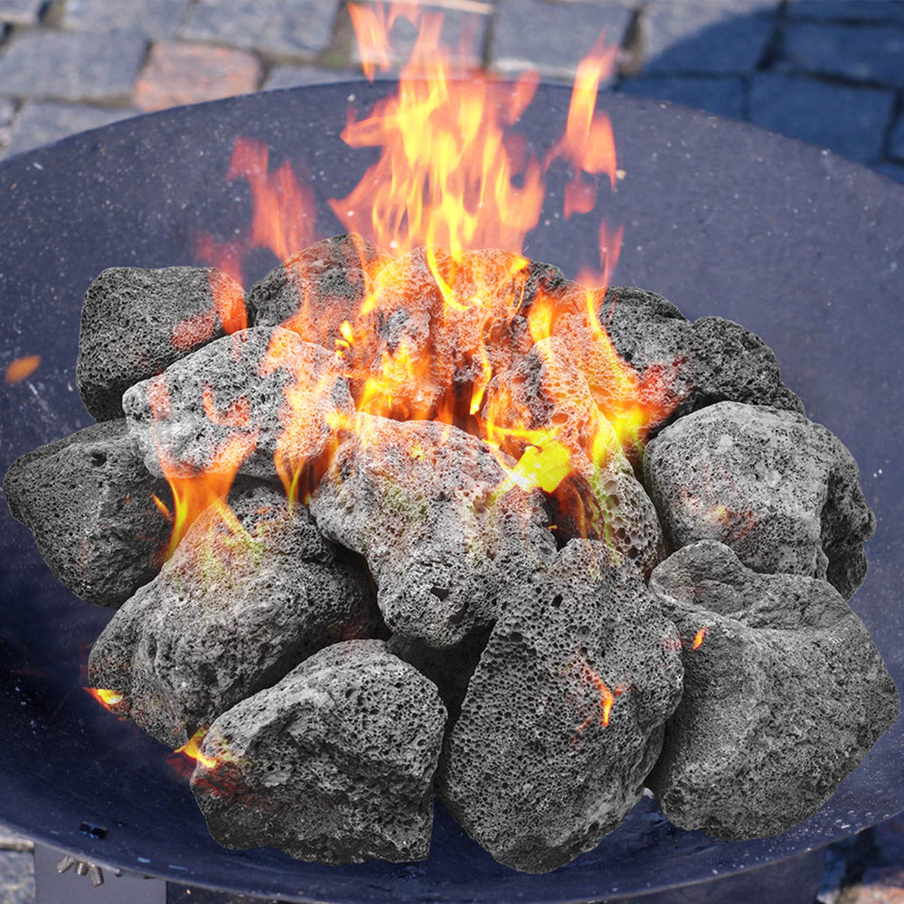 Skyflame lava rocks used in a BBQ grill for cooking
