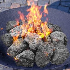 Skyflame lava rocks used in a BBQ grill for cooking