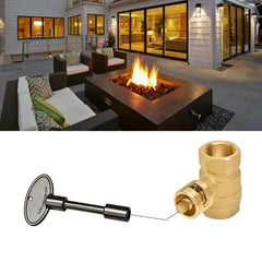 Skyflame universal gas valve key in use with a fire pit