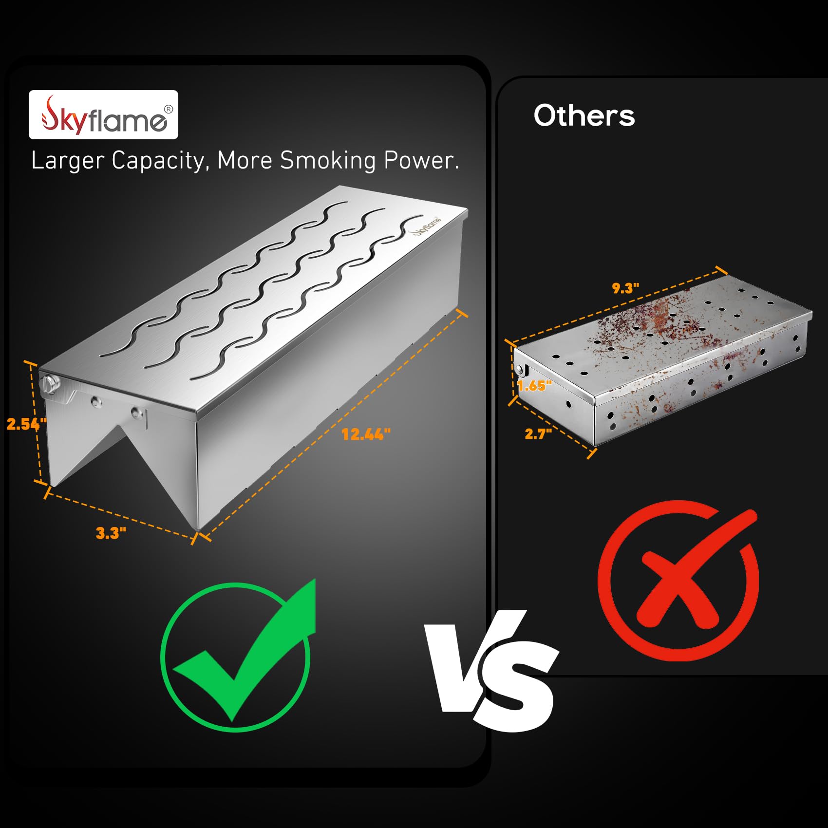 Skyflame Wood Chip Smoker Box on a gas grill