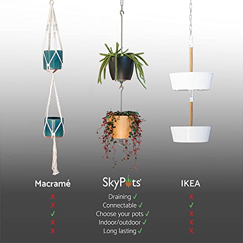 SkyPots hanging kits displayed in a garden setting