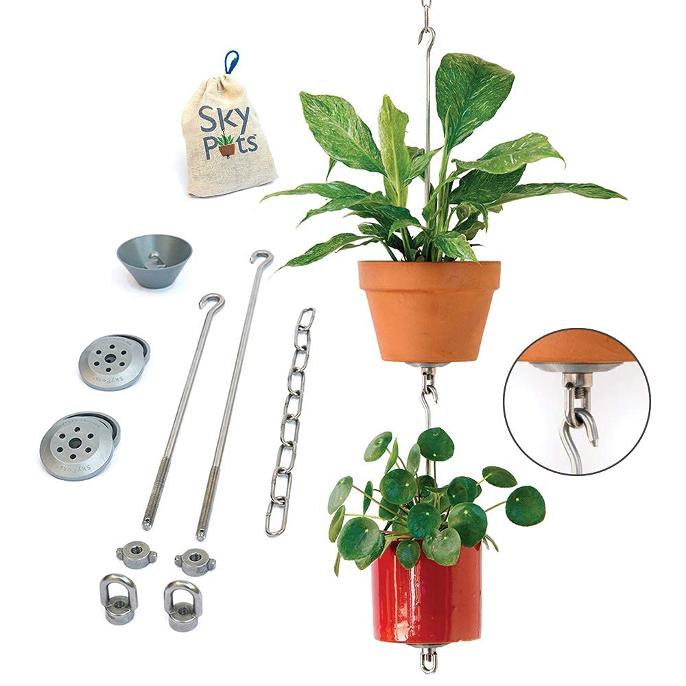 SkyPots Pot Hanging Kit 17" and 13" in gray