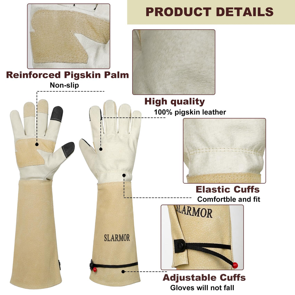 SLARMOR Gardening Gloves back view showing leather material