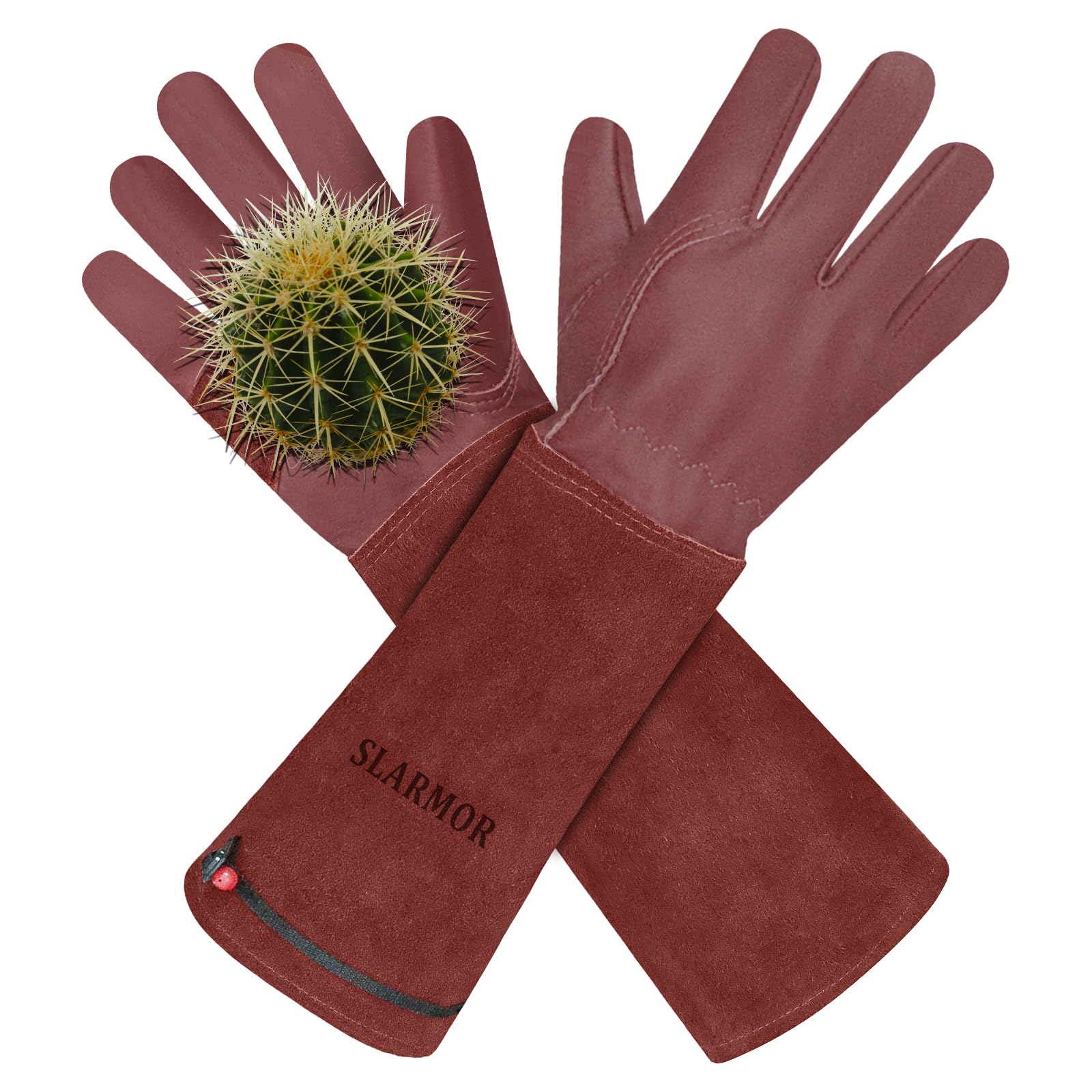 SLARMOR Gardening Gloves brown leather front view
