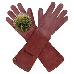 SLARMOR Gardening Gloves brown leather front view