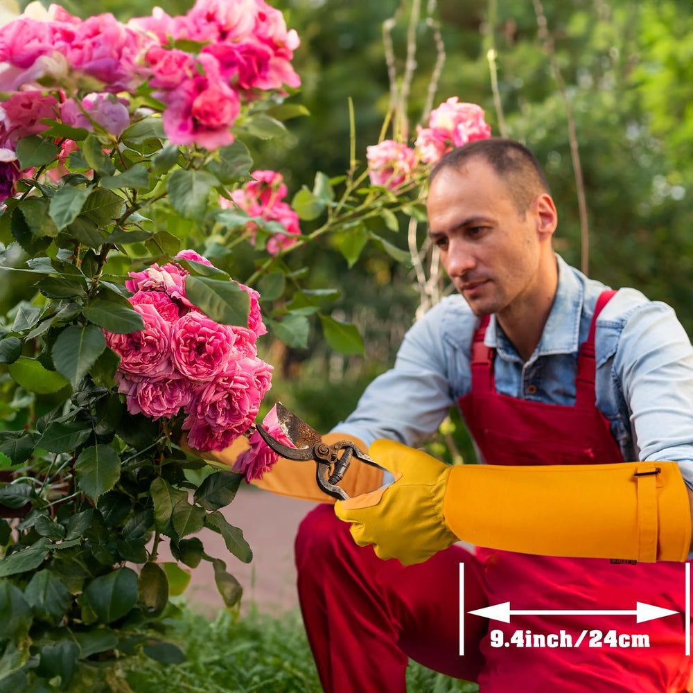 SLARMOR Gardening Gloves displayed with gardening tools